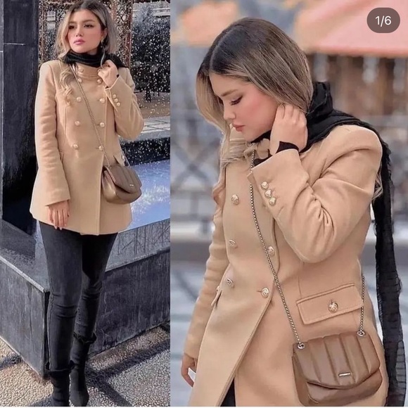 Zara Jackets & Blazers - 🤎 Wool blended coat with gold buttons